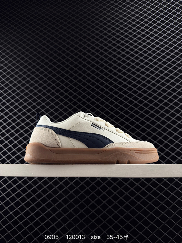 65 Puma Park Lifestyle  彪马防滑耐磨低帮德训板鞋 孔眼底座和脚趾凸起由猪八革材料制成 支持侧踏时的踏步工作 即使在健身房等使用环境中也能确保透气性 像吸盘一样的设计是为了提高体