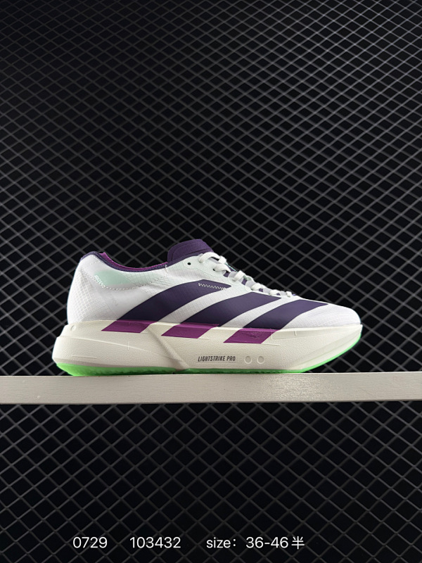 160 阿迪达斯Adidas Adizero Adios 4 M马拉松飞线贾卡轻质透气休闲运动跑步鞋 货号：JR6358 采用双层透气网纱 Flywire动态飞线绑缚鞋面材质 内置Zoom小气垫装置