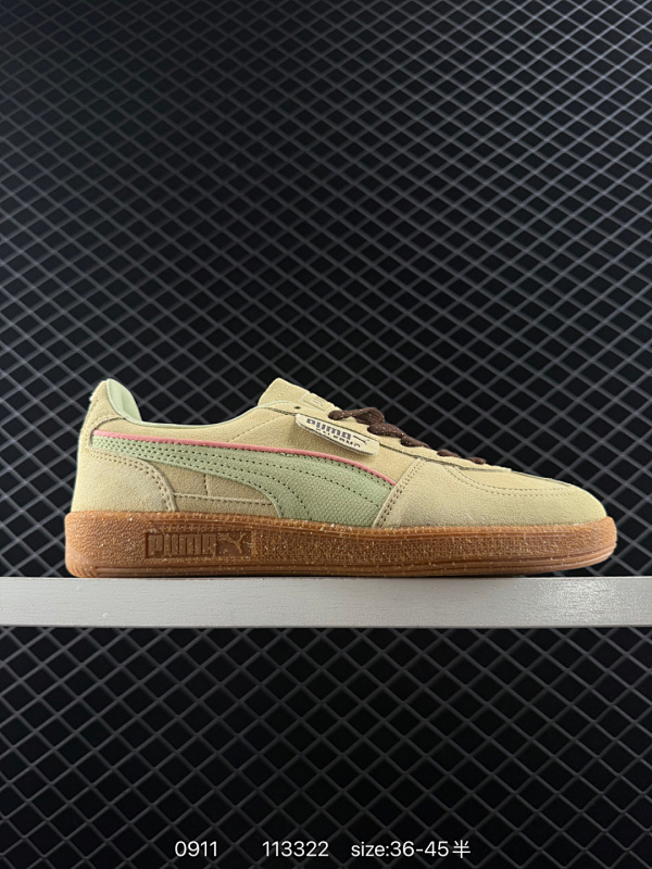 110 彪马PUMA Palermo Leather 巴勒莫系列低帮德训风拼接皮革复古百搭休闲运动板鞋 原楦原纸版开发版型 采用翻毛皮组合牛津布鞋面材质 外置轻量耐磨橡胶大底 必入最火超高性价比德训鞋