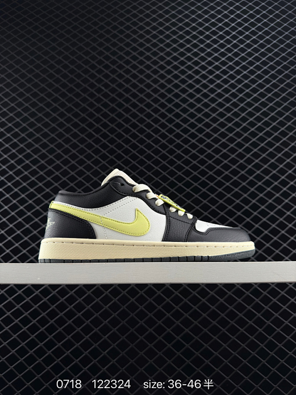 120 头层带半码 Air Jordan 1 Low 85 "Fall League" 低帮 黑白绿 AJ1 乔丹1代 aj1 乔1 低邦 黑白绿 男女同款 乔丹篮球鞋系列 整双鞋选用白黑绿配色示人并
