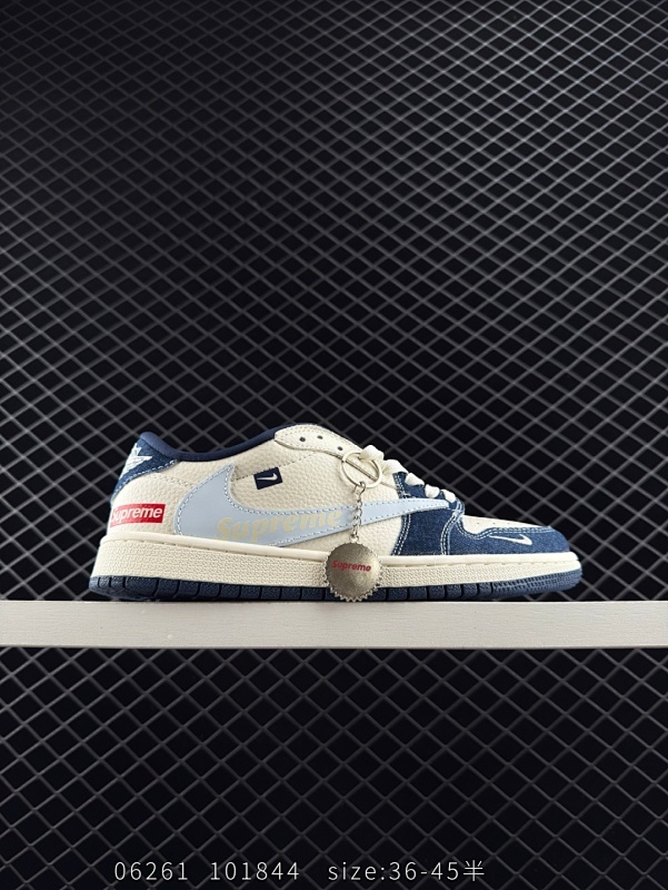 220 公司级✅Nike Air Jordan 1 x Travis Scott AJ1倒勾 乔一倒钩 ‘DIY’定制 耐克 低帮文化篮球鞋  完美品质出货 细节如图所示  鞋面切割工整  冲孔整齐干