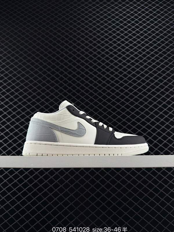 140 Jordan Air Jordan 1 Low 舒适百搭 耐磨 低帮 复古篮球鞋 男款 白灰黑 尺码 如图 编码 541028