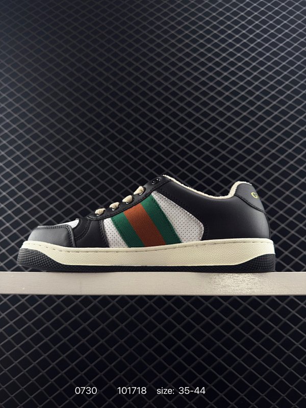 90 古驰 Gucci Distressed Screener sneaker 古驰小脏鞋系列 官方同步 经典原型复古百搭做旧小脏板鞋复古学院风 怀旧版 货号：546163 A39G O9085 码数