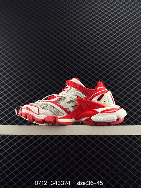 370 Balenciaga巴黎世家 Track 2.0 透气轻便 低帮 运动鞋 男款 红白 尺码：36-45 编码：343374