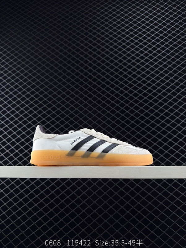 110 ✅Adidas Gazelle Indoor Trainers 羚羊内训系列低帮复古百搭休闲运动德训风板鞋“白黑” 货号：IH9985 尺码：35.5 36 36⅔ 37⅓ 38 38⅔ 39