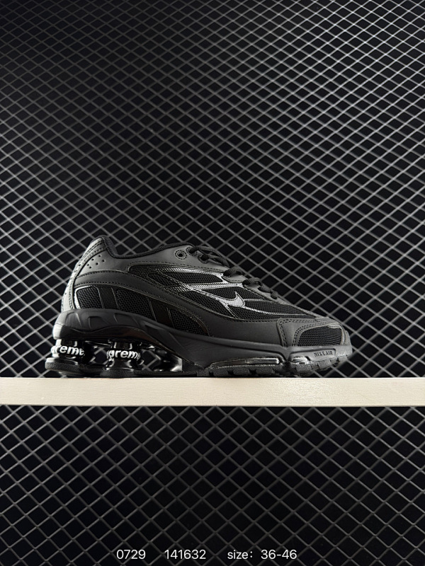 160 耐克 Nike Shox Ride 2 Sp x Supreme联名款 R4全掌气垫缓震跑步鞋 织物材质  官方货号DN16152527 码数：36～46 编码：141632  详情