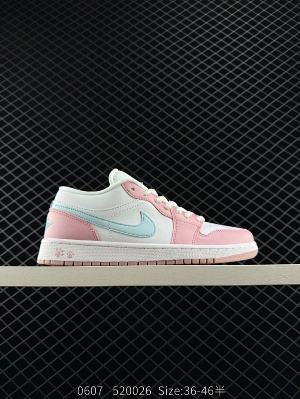 130 Air Jordan 1 Low "White Pink Foam Glacier Blue" 低帮 粉猫爪 AJ1 乔丹1代 aj1 乔1 低邦 粉蓝冰激凌 乔丹篮球鞋系列 男女同款 鞋款整