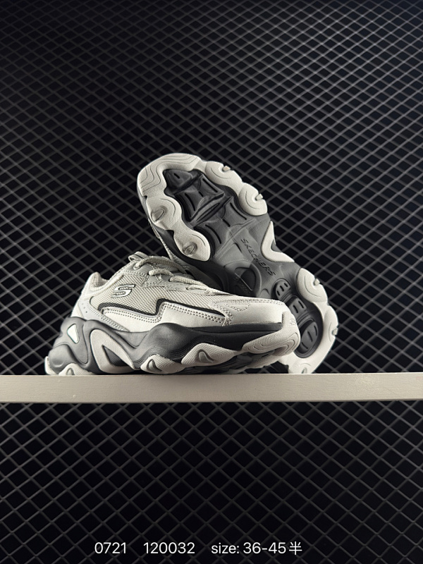 160 SKECHERS/斯凯奇 采用耐磨牛剖层皮革拼接网织布鞋面材质，护足充棉鞋扣,贴合脚踝，正确Air-Cooled记忆泡棉鞋垫双层结构高回弹，轻质耐磨吸震EVA橡胶材料鞋底组合仿生龙骨锯齿防滑底