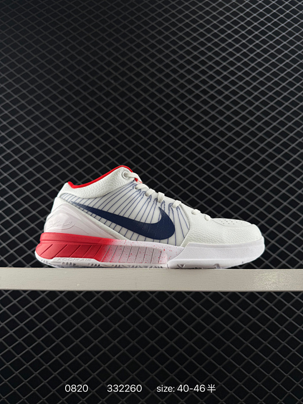 300 耐克Nike Zoom Kobe 4 ZK4 科比4代及时行乐专业实战篮球鞋。鞋面采用轻质的合成皮革与网层Flywire动态飞线支撑系统组合而成，大幅度降低了球鞋的重量，却依然保持了较强的支撑