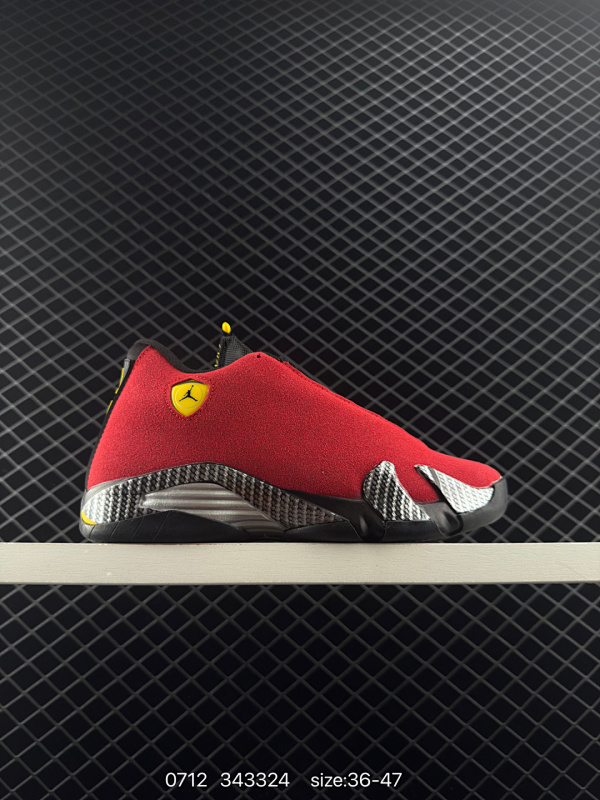 120 Nike/耐克正品Air Jordan 14 Retro 乔丹14代 AJ14法拉利回归！舒适耐用 减震防滑耐磨 中帮 复古篮球鞋 男女同款 红色，潮流运动鞋487471-102全红色su皮版