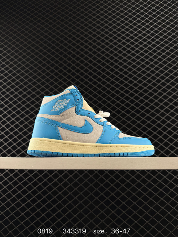 95 Union x Fragment Design x Air Jordan 1 Retro High OG 高帮 藤原浩黑白蓝拼接 AJ1 乔丹1代 aj1 乔1 高邦 黑白蓝拼接 乔丹篮球鞋系列