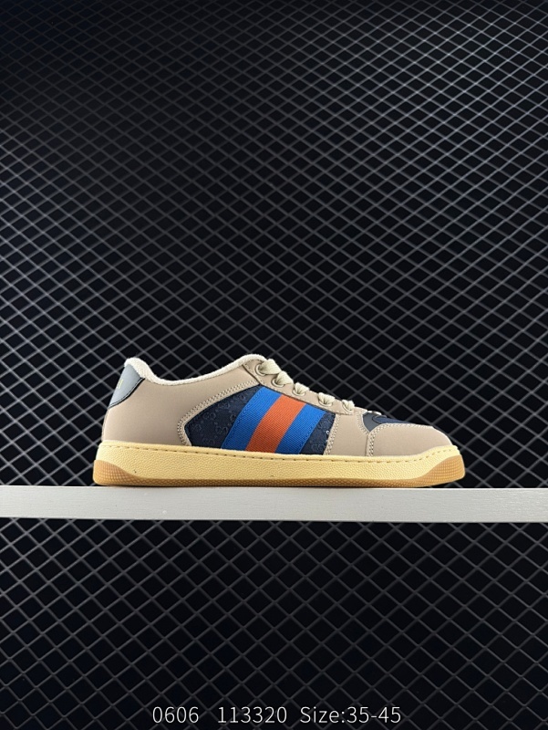 100 古奇Gucci Distressed Screener sneaker 古驰小脏鞋系列 绿盒版本 经典原型复古百搭做旧小脏板鞋复古学院风 怀旧版 尺码：35-40 编码：113320