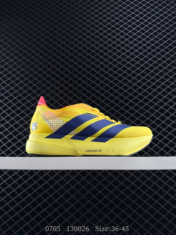 130 阿迪达斯Adidas Adizero Adios 4 M马拉松飞线贾卡轻质透气休闲运动跑步鞋 货号：JR6373 采用双层透气网纱 Flywire动态飞线绑缚鞋面材质 内置Zoom小气垫装置
