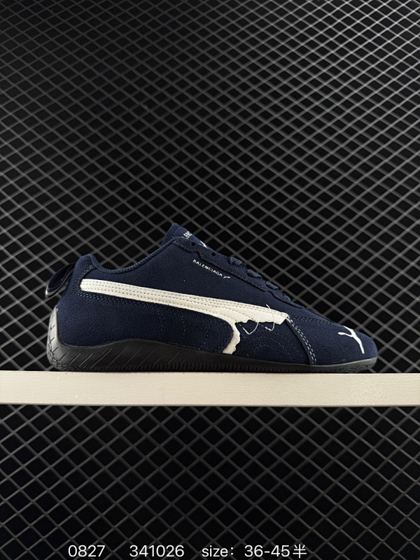 130 PUMA 彪马 x Balenciaga巴黎世家 Speedcat 系列运动鞋 薄底鞋 牛皮绒面革 圆头做旧磨损 低帮 生活休闲鞋，极速赛车系列 复古运动休闲跑鞋 充正版本 鞋面设计轻量透气