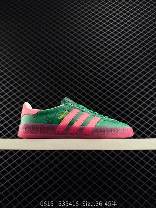 80 重磅联名 Adidas originals x Gucci Gazelle 联名经典休闲板鞋 意大利2022时装周走秀款 德训鞋休闲鞋  货号：737966 FAAW3 3746 尺码：36-4