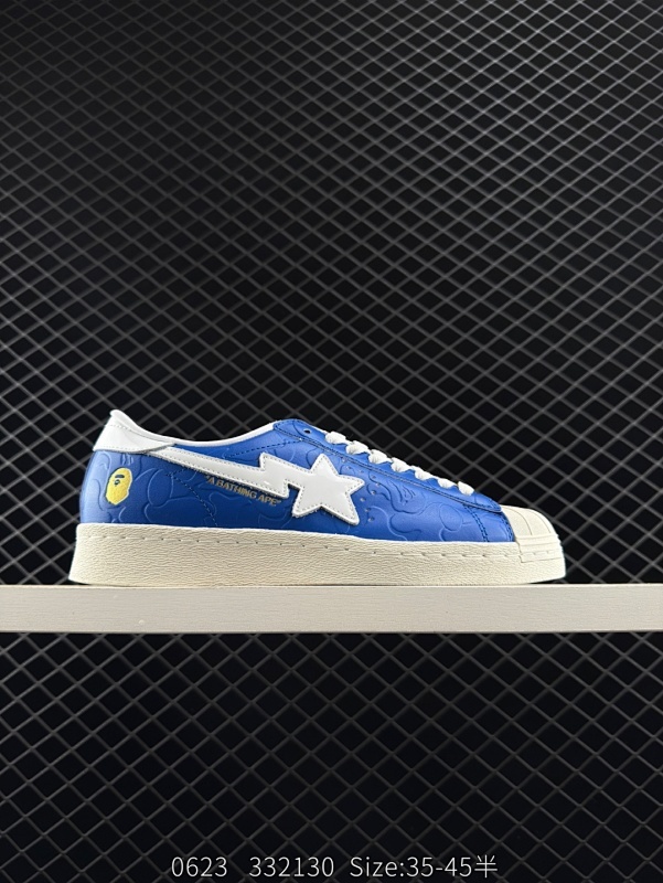 150 公司级✅Bape x Adidas Originals Superstar贝壳头系列 阿迪达斯 三叶草低帮经典百搭休闲运动板鞋 货号：JR2701 尺码：35.5 36 36.5 37 38