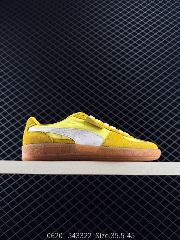 110 Puma Palermo OG经典休闲板鞋彪马 防滑耐磨低帮德训板鞋孔眼底座和脚趾凸起由绒面革材料制成 支持侧踏时的踏步工作 脚背和侧板采用尼龙网布 即使在健身房等使用环境中也能确保透气性 像