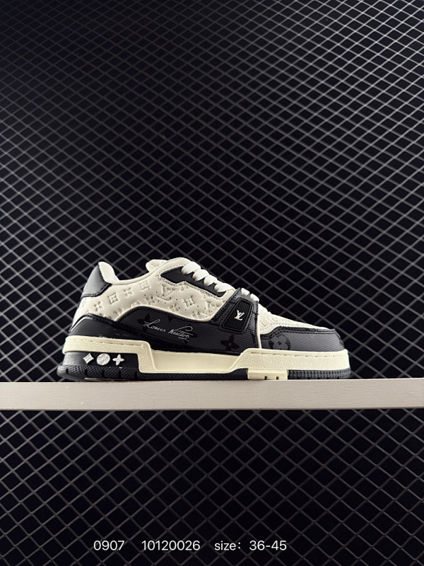 130 路易威登/Louis Vuitton  LV路易威登板鞋         新款 LV Trainer最新配色运动鞋  L家 篮球鞋风格运动鞋   该鞋由艺术总监 VIRGIL ABLOH设计