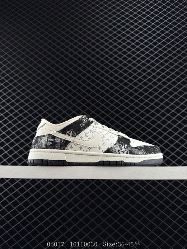 150 NIKE DUNK SB LOW 定制dunk ！LV 定制Dunk SB顾名思义，具有经典的Dunk血缘，又注入了更多的时尚元素。相较于普通的Dunk滑板鞋，改良版的Dunk SB加厚了鞋舌