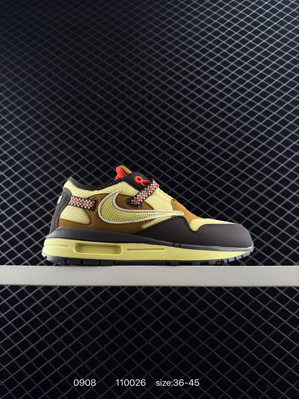 130 Travis Scott Air Max 1 " Baroque Brown " 复古倒钩！小麦色！ OWF版！尺码36-47.5全码出货！ 顶配工艺！DO9392-701！ 编码：11002