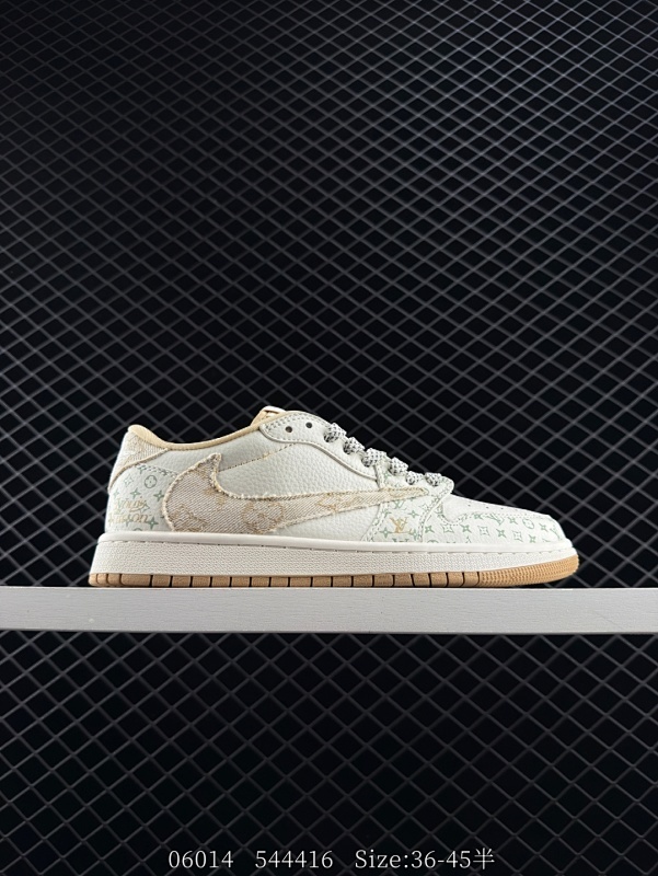 80 公司级✅Nike Air Jordan 1 x Travis Scott AJ1倒勾 乔一倒钩 ‘DIY’定制 耐克 低帮文化篮球鞋  完美品质出货 细节如图所示  鞋面切割工整  冲孔整齐干净