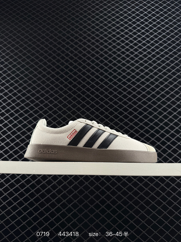 90 阿迪达斯Adidas NEO VL Court 2.0  三叶草时尚潮流板鞋 T头 绒面麂皮防滑耐磨轻便低帮板鞋 整双鞋以传统的低帮呈现的清新造型 鞋头优先头层反毛皮