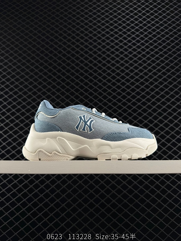 140 公司级✅MLB 复古风格美国职业棒球大联盟 Bigball Chunky DENIM 系列 复古增高休闲老爹鞋   货号：3ASHD075N（GP001） 尺码：35.5 36 36.5 37