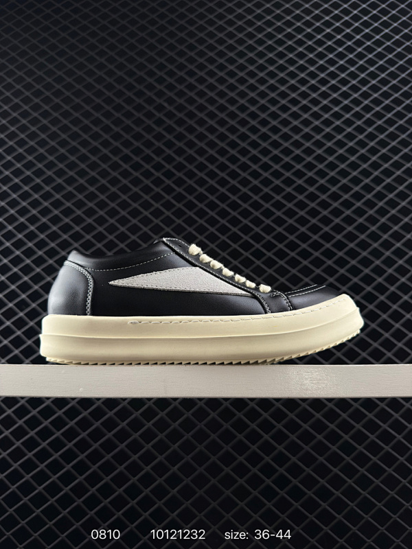 160  RO欧文斯Rickowens 主线 经典西瓜头款式“RO低帮黑白进口原料牛皮【鞋头采用原版一致工艺 又翘又歪的效果目前这个技术市面上的任何版本都达不到这个效果】  【经历了3个半月时间洪