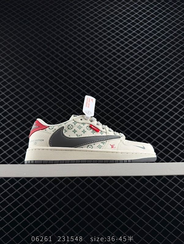 240 海外爆款限量发售！Travis Scott x Fragment Design x Jordan Air Jordan 1 Low OG SP  “LV联名——灰红标” 多方联名合作融合了