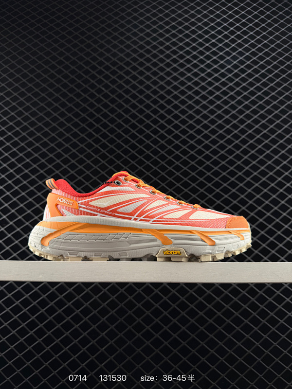 150 HOKA ONE ONE Mafate Speed 2 Low 轻量低帮户外越野跑鞋 户外山脉越野轻量运动跑鞋 鞋面用轻的无缝架构，鞋带用了弹性不易松脱的扁宽弹性鞋带，轻薄的TPU贴在透气的鞋