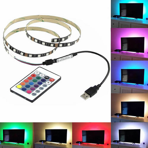 5V 5050 3M RGB LED Strip Light Bar TV Back Lighting Kit+USB Remote Control