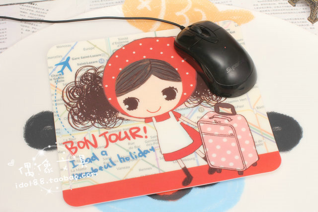 批发韩国文具 可爱普拉女孩防滑鼠标垫 4款